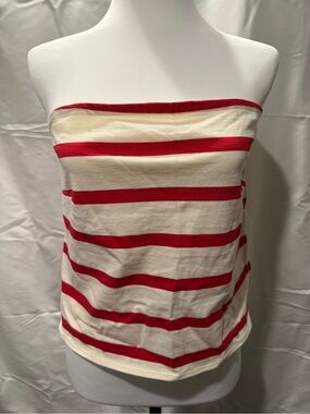 J. Crew Red and Cream Striped Strapless Tube Top